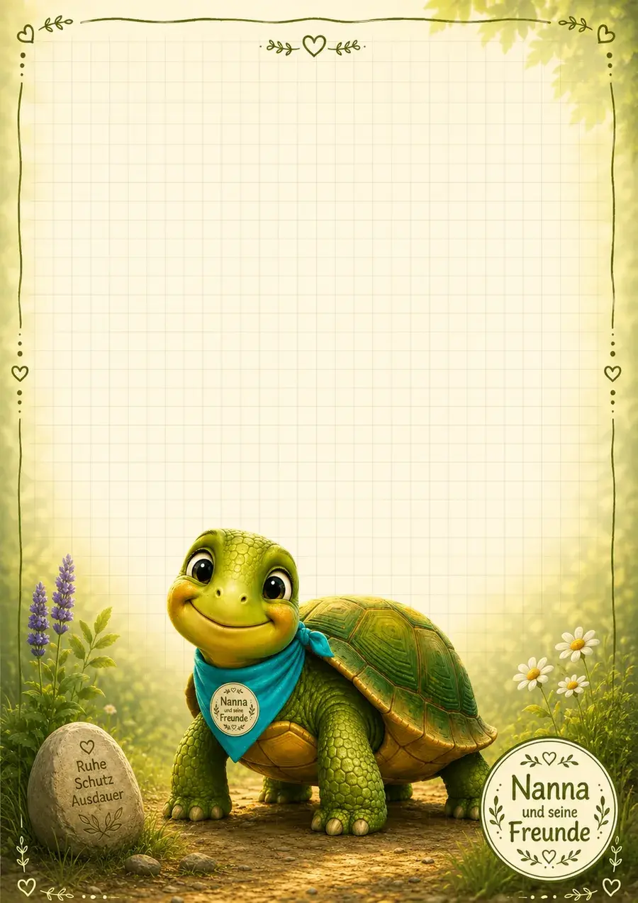 Schreibblock mit Huba der Schildkröte aus „Nanna und seine Freunde“