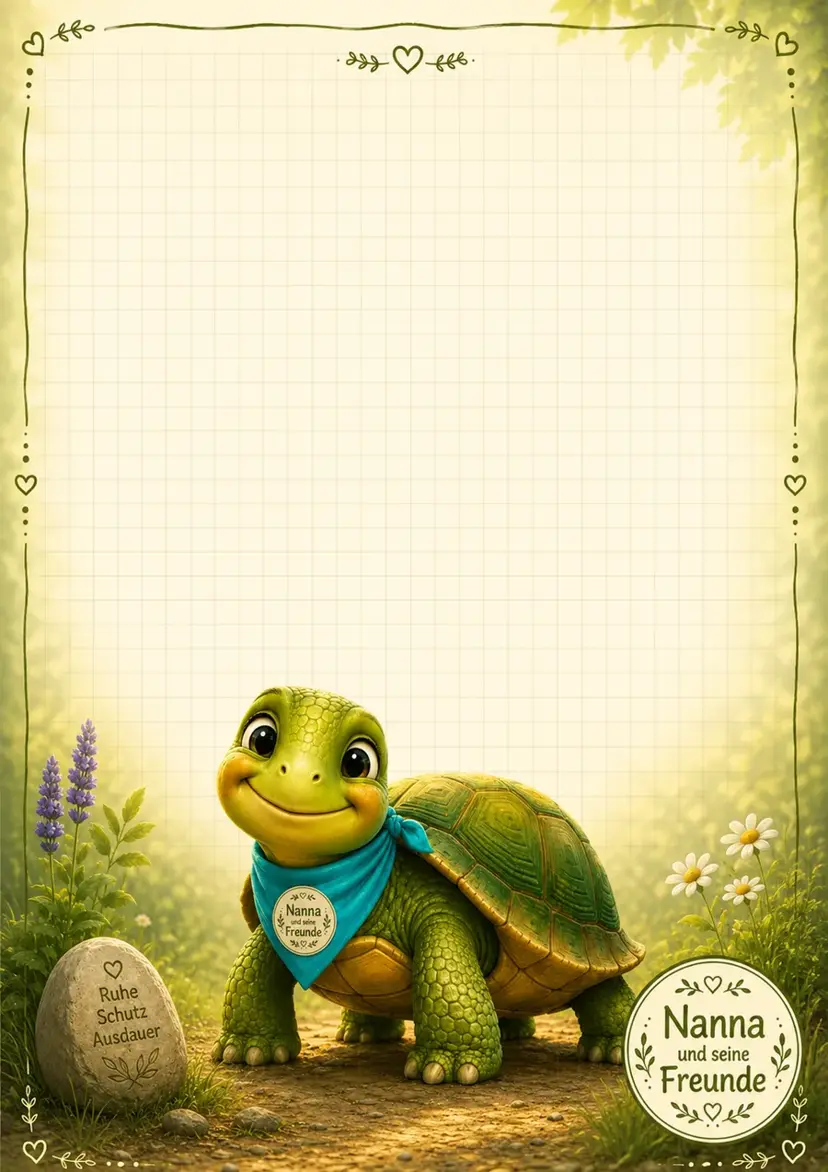 Schreibblock mit Huba der Schildkröte aus „Nanna und seine Freunde“